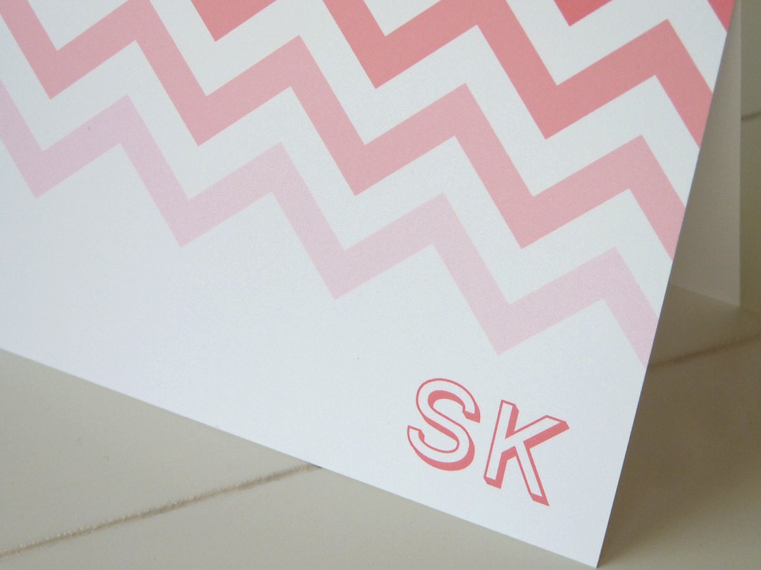 Chevron Personalized Stationery Set / Personalized Stationary Set / Ombre Note Cards