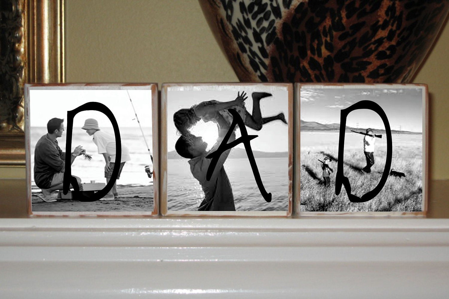 Fathers Day Gift for Dad PERSONALIZED PHOTO BLOCKS - Birthday Gifts for Dad, Mom, Mothers Day Gift Custom Wooden Blocks Set of 3