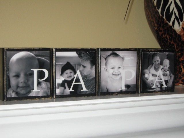 PHOTO BLOCKS - Perfect Fathers Day Gift - Grandparents Gift Grandpa, Grandma, Papa Gifts- Price is for a Set of 4 Blocks
