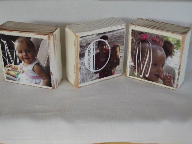 Fathers Day Gift for Dad PERSONALIZED PHOTO BLOCKS - Birthday Gifts for Dad, Mom, Mothers Day Gift Custom Wooden Blocks Set of 3