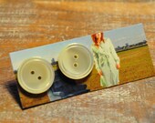 Handmade Earrings from White Vintage Buttons