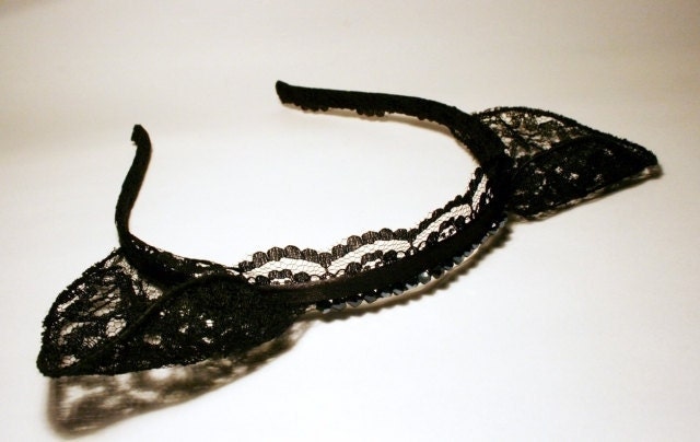 Black lace cat ears headband - Made to Order
