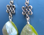 Spring: Crack Mosaic Green Abalone Shell and Sterling Silver Earring