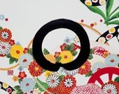 Limited edition Fine Art Print 8x11" ENSO-HANZO" Zen circle Japanese calligraphy with flower blossom special poem for celebrating life