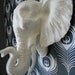 Faux Taxidermy Large Elephant Head Wall Hanging: Pinda the Elephant in white