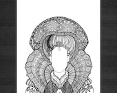 Greenwich - Tribal Geometric Queen Illustration (Digital Art Print From Original Drawing)