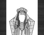 Burma - Tribal Geometric Queen Illustration (Digital Art Print From Original Drawing)