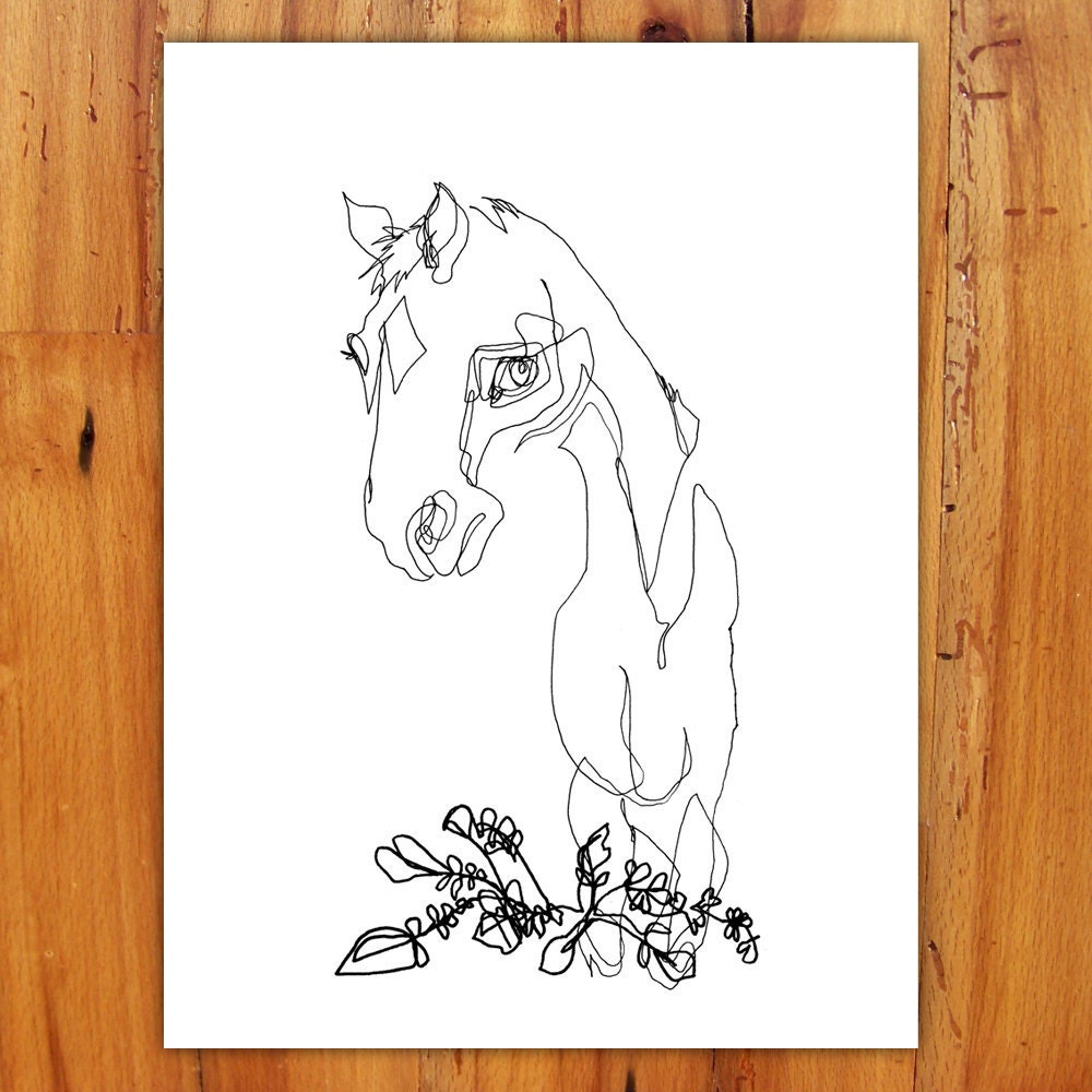 Blind Contour Horse II - Original Ink Drawing