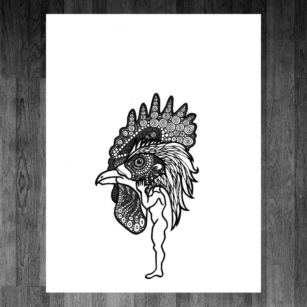 Rooster - Alter Ego Illustration (Digital Art Print From Original Drawing)