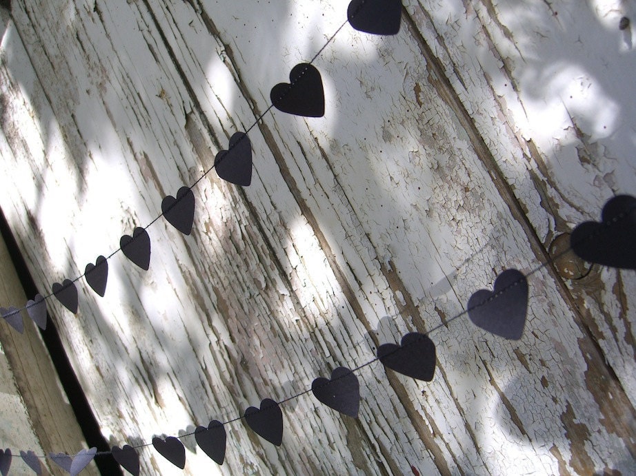 Black of Hearts paper garland - 3 metre (9.8 ft) Wedding, Engagement, housewarming, party home decor, photo prop