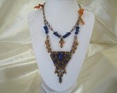 Vintage Dress Clip Necklace with Matching Earring Set