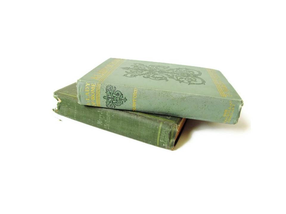 15% off SALE Pair of Turn of Century Books / Ethelyn's Mistake / A Lady of Rome / Mint / Blue Green / Books for Women / Instant Collection - CoyoteMarmalade