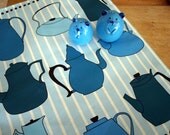 Earl Grey Teapot Linen Hand Towels in Blues