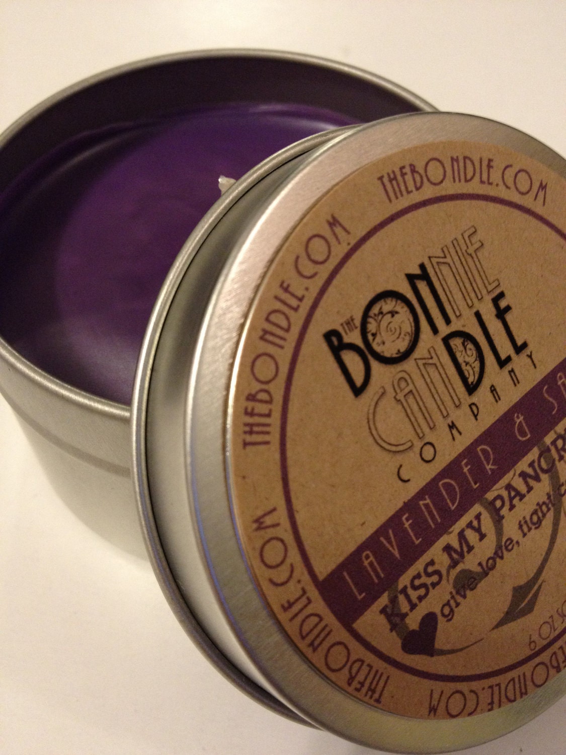 Pancreatic Cancer Awareness // The Bondle: 6 oz Soy Candle flavored with Lavender & Sage in a Seamless Travel Tin