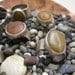 River stone rings with forged silver bands