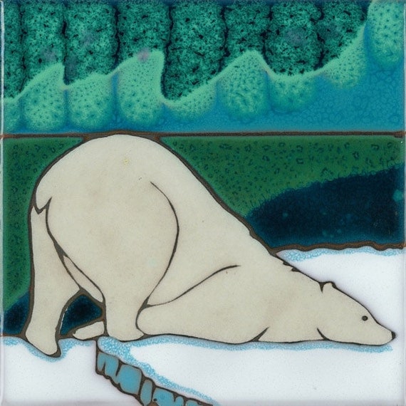 Hand Painted Ceramic Tile - Polar Bear American Made original