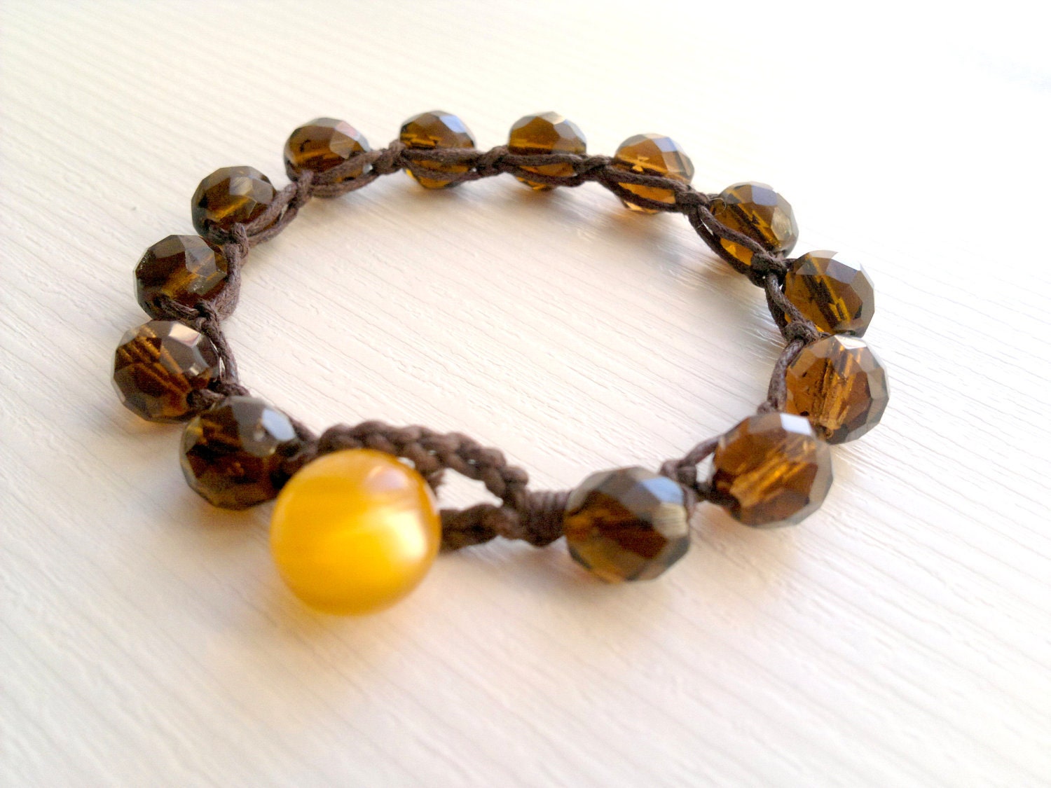 Crochet wrap brown bracelet, brown bracelet,  spring, 2012,boho,bohemian,chic, shabby, beach bracelet
