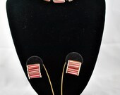 1950's 1950s Candy Cane Stripe Red and White Demi Parure Vintage Jewelry Set Mad Men Unique Style Fashion Spring Trends Modern Gifts Style