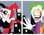 Joker & Harley Quinn Hero Squares - Set of 2 original 8.5" x 8.5" DC Comics Batman prints