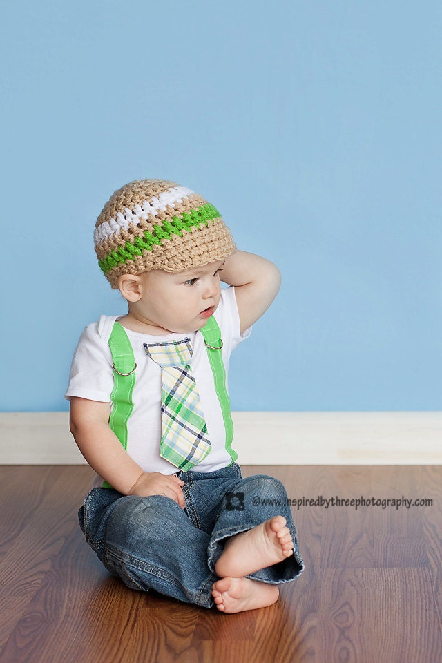 Baby Boy, Green Plaid Boy Tie Onesie or Shirt with Suspenders - or PICK YOUR OWN