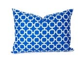 Blue Pillow.Lumbar Pillow Cover.12x16inch.Travel Pillow.Blue and White Pillow.Decorator Pillow.Housewares.Printed fabric front and back