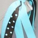 Blue and Brown Polka Dot Streamer Hair Bow