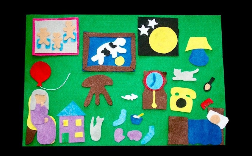 Goodnight Moon - Flannel Board Felt Story Set with Green Background