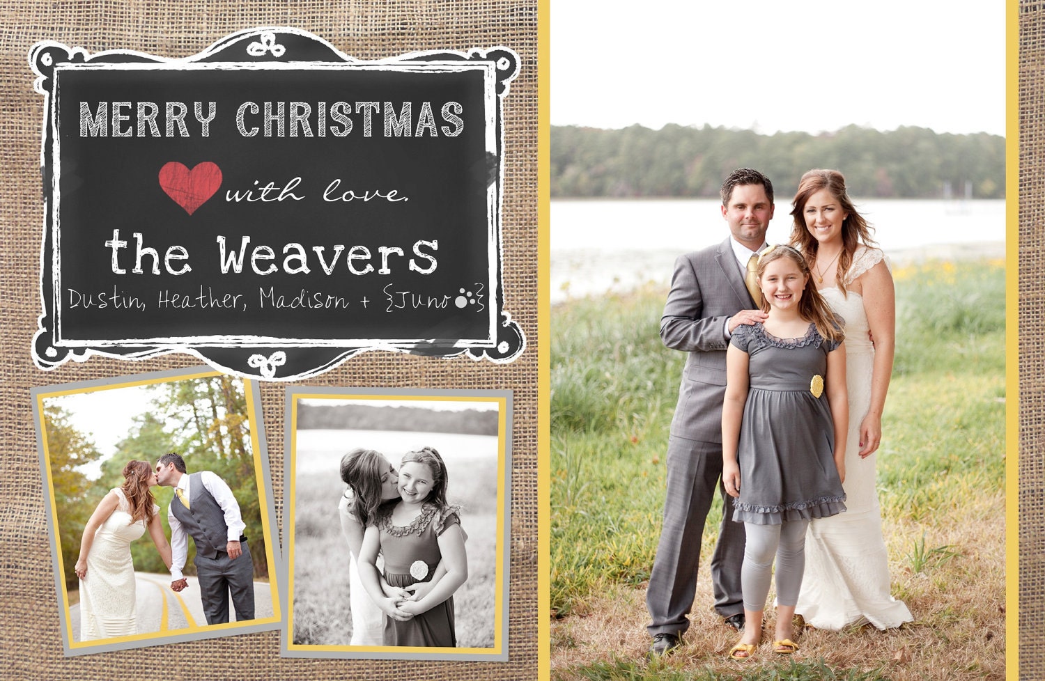 Burlap / Chalkboard - Christmas Card