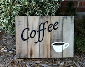 Rustic Coffee Sign on birch pallet wood