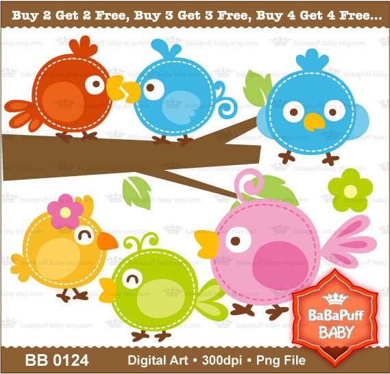Buy 2 Get 2 Free ---- Baby Birds Set 6 ---- Personal and Small Commercial Use ---- BB 0124