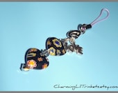 Cell Phone/DS Charm - Millefiori Hearts with Crystals and "Love"Charm