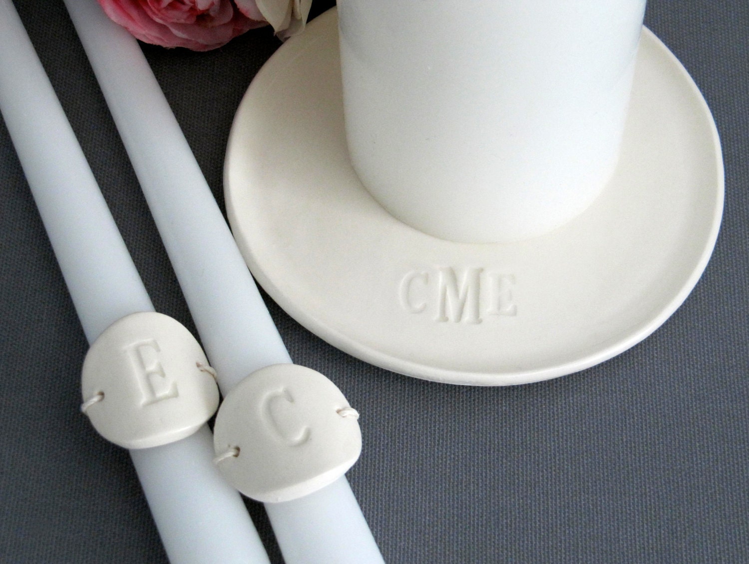 PERSONALIZED Unity Candle Ceremony Set Monogrammed - Gift Boxed