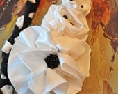 Fabric necklace, black and white jewelry, braided satin and chiffon