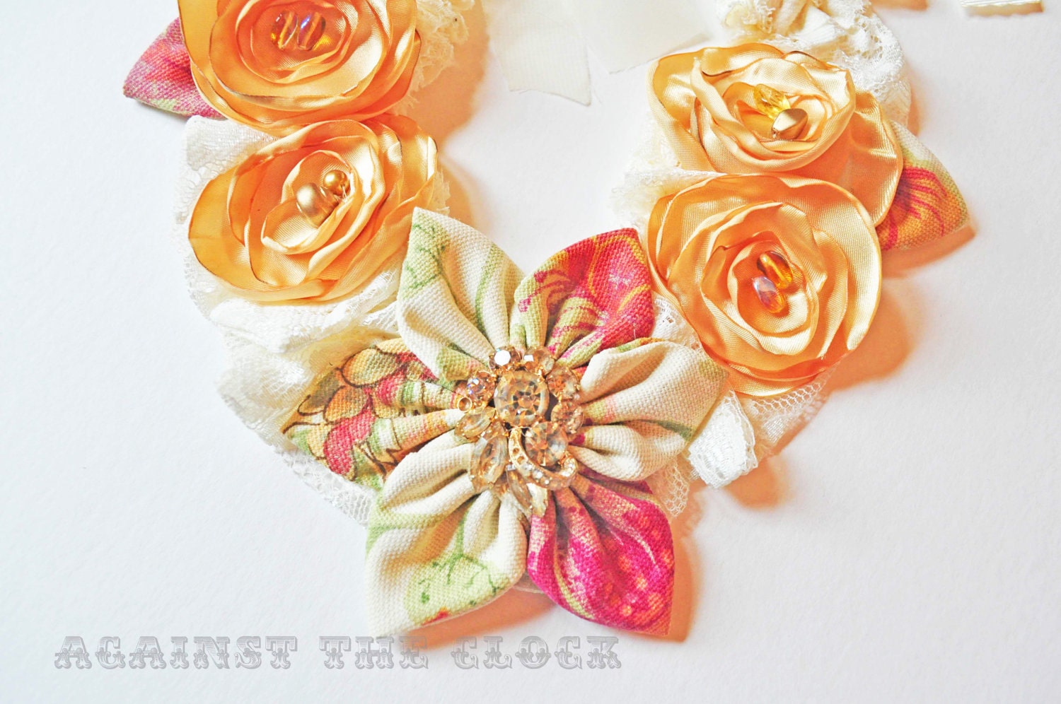 SALE Bohemian necklace, lace and vintage, bib necklace FREE SHIPPING