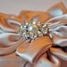 Flower hair fascinator/ brooch, fabric flower, Kanzashi satin, vintage button