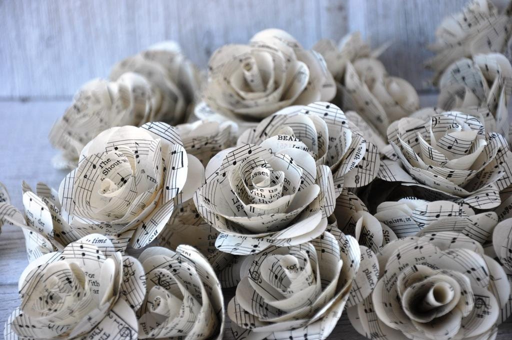 Vintage Music Sheet  Paper Roses for Weddings and Craft Projects - etcPAPERetc