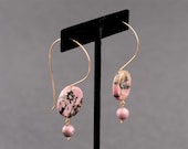 Pink Rhodonite and Gold Filled Earrings - "Rose Romance"