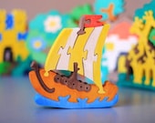 Ship Puzzle, Child's Puzzle, Kid's wood Toys. Wooden toys, wooden animal puzzle. eco-friendly handmade toys, children