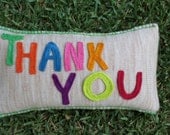 Thank You Pillow Knit and Crochet .Say THANK YOU with Colorful and Merino Wool Cushion