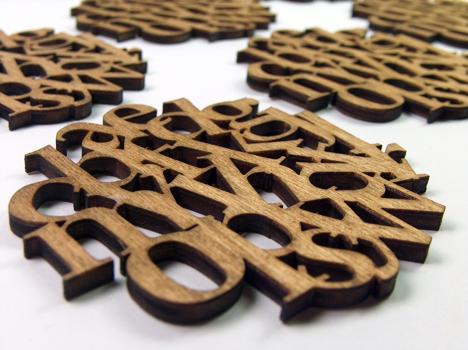Alphabet wooden coasters set