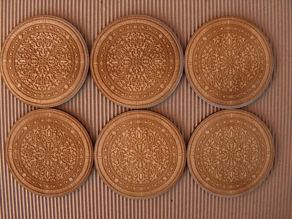 Engraved Wooden Coasters set of 6