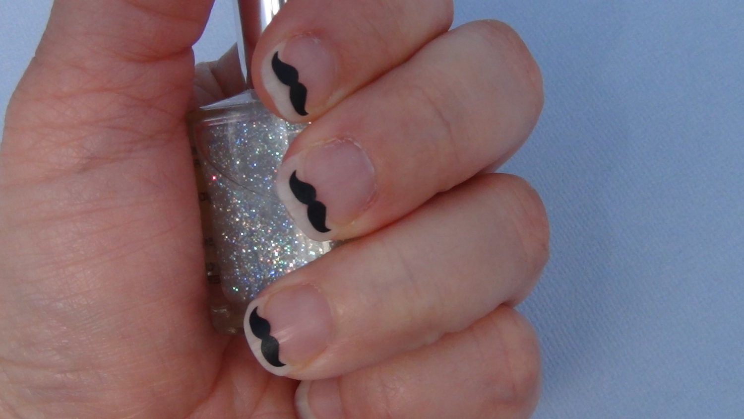 Mustache Nail Art Decals Set of 50 Vinyl Stickers Applique Manicure Pedicure Party Event Accessories