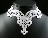 White Lace Choker Necklace in Beautiful Victorian Style - Romantic & Bridal Fabric Jewelry