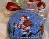 American Handmade Christmas ornament -Country Santa with Reindeer