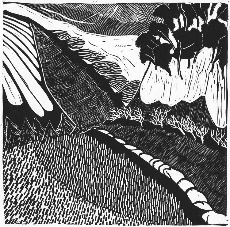 landscape linocuts