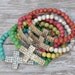 Yellow, Coral or Pink rhinestone sideways cross beaded bracelets