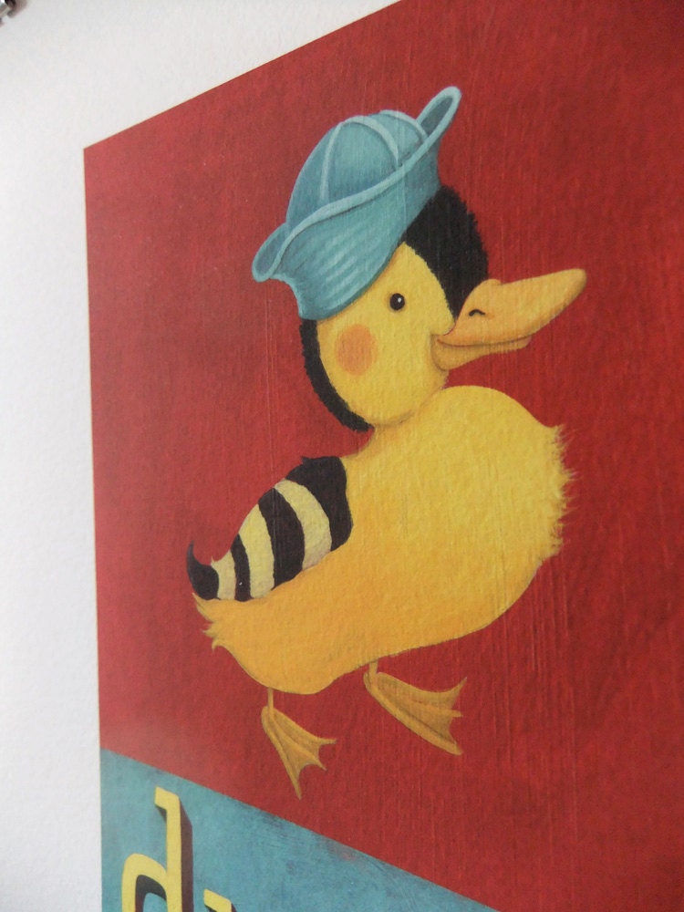 Duck illustration - Nursery Wall Art - Ducky - Limited edition giclee print of original illustration for baby's room 8"x10"