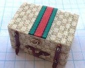 DOLLHOUSE MINIATURE - Designer Luggage, Suitcase Trunk, Baggage Small - by Pat Tyler Leather Miniatures