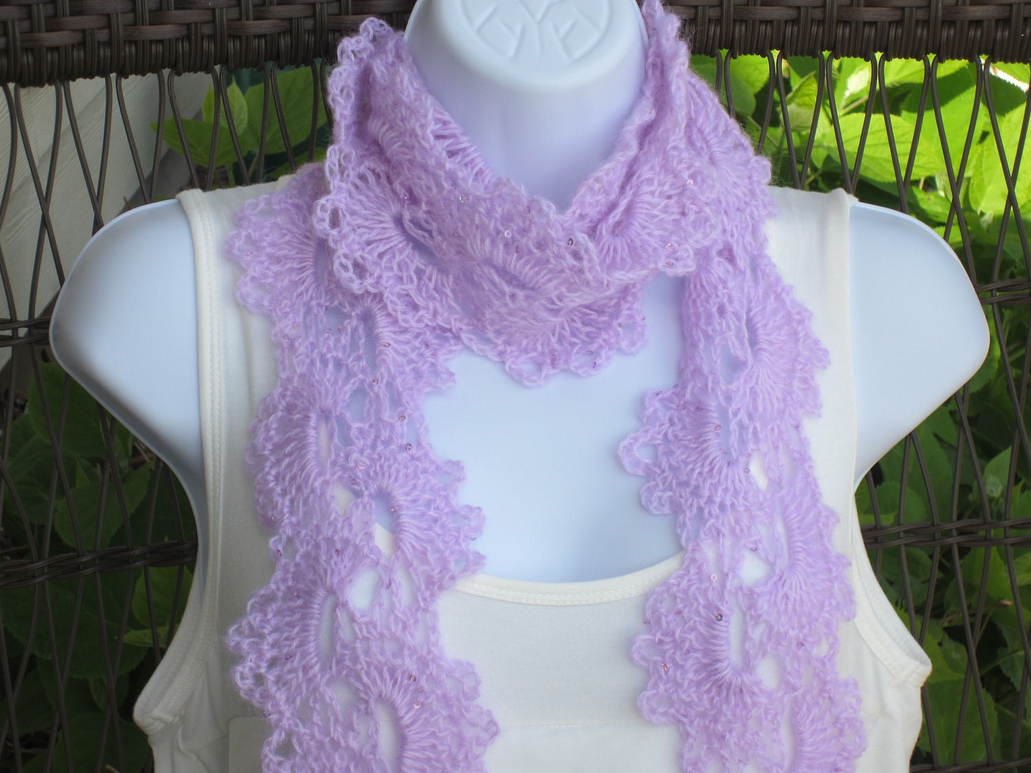 Queen Anne Lace Scarf in light orchid color.  Elegant Gift for Girlfriend, Mom, Special Lady. Summer Scarf/