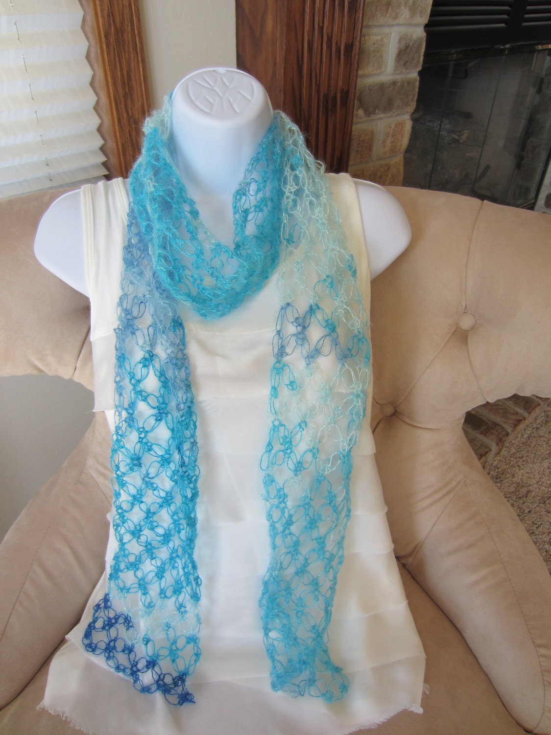 Love Knot Scarf in Aqua. Sexy Summer Scarf. Unique gift for woman. Made to Order Item.